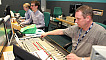 Good Evening Wales production team in the cubicle