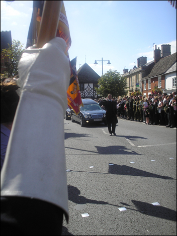 Crowds gather in Wootton Bassett to pay tribute to Lance Corporal Richard James Brandon, of the Corps of Royal Electrical and Mechanical Engineers.