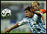 Carlos Tevez tries to find a route to goal in Frankfurt