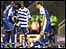 Reading players surround Ivar Ingimasson after his winning goal