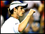 Andy Murray celebrates his first-round win