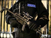 Policeman with gun
