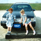 The car from the story with Eamonn's daughters Aisling and Katie