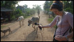 Producer Jo Mathys recording street sounds for Crossing Continents' Cambodia: Country for Sale